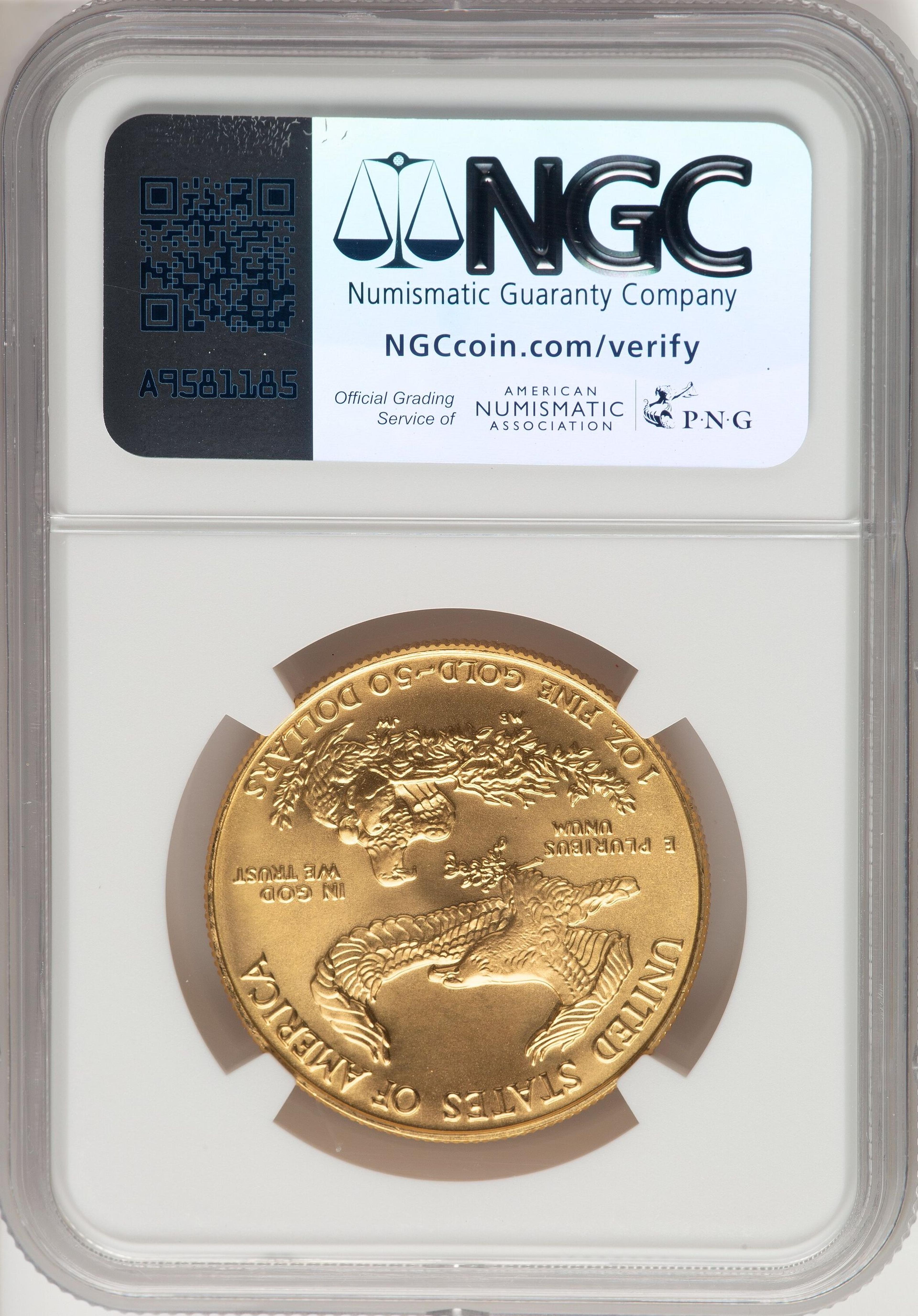 1987 $50 One-Ounce Gold Eagle, MS Mike Castle - Thumbnail 2