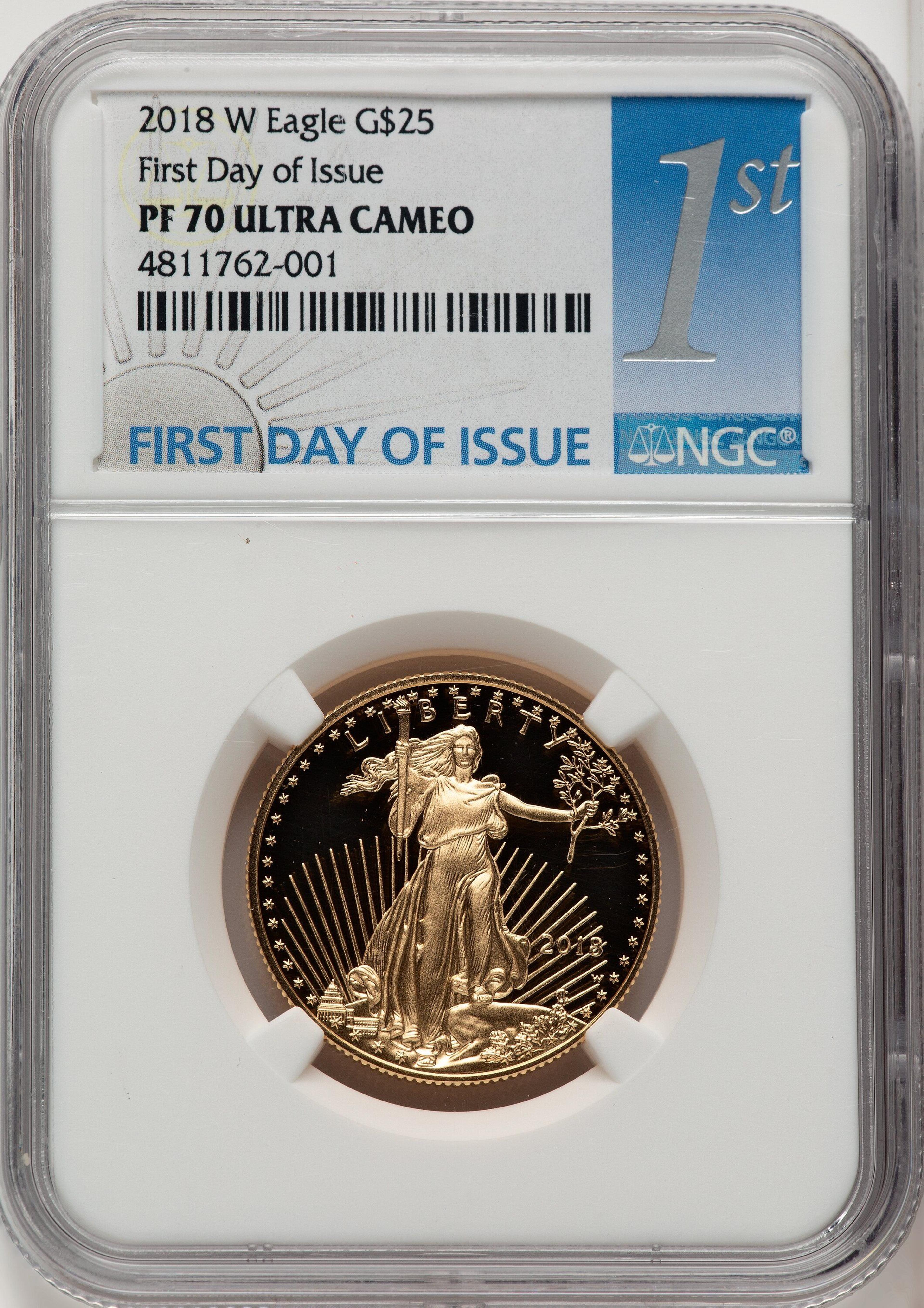 2018-W Proof Gold Eagle 1/2 oz FDI 1ST
