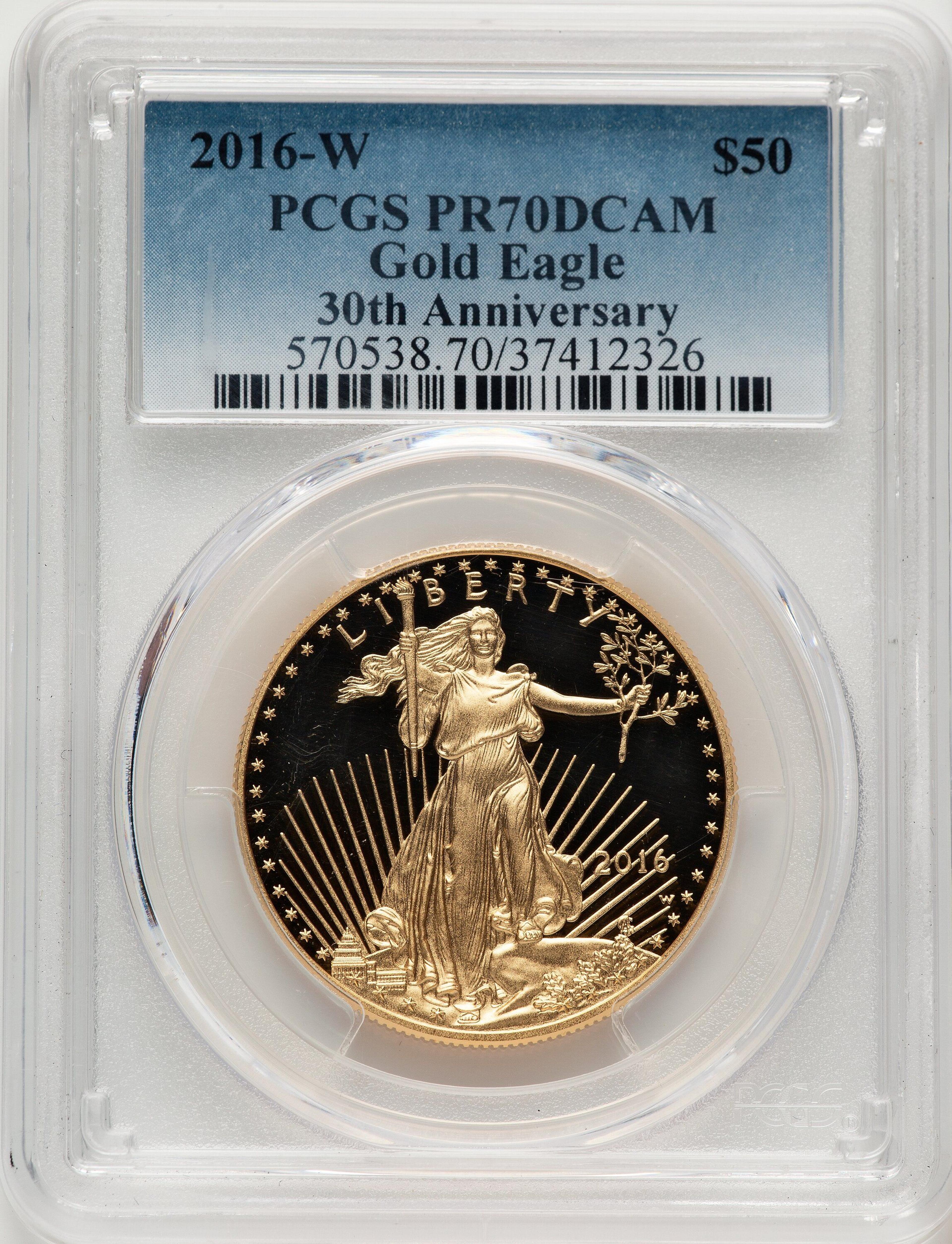 2016-W $50 One-Ounce Gold Eagle, 30th Anniversary, DC