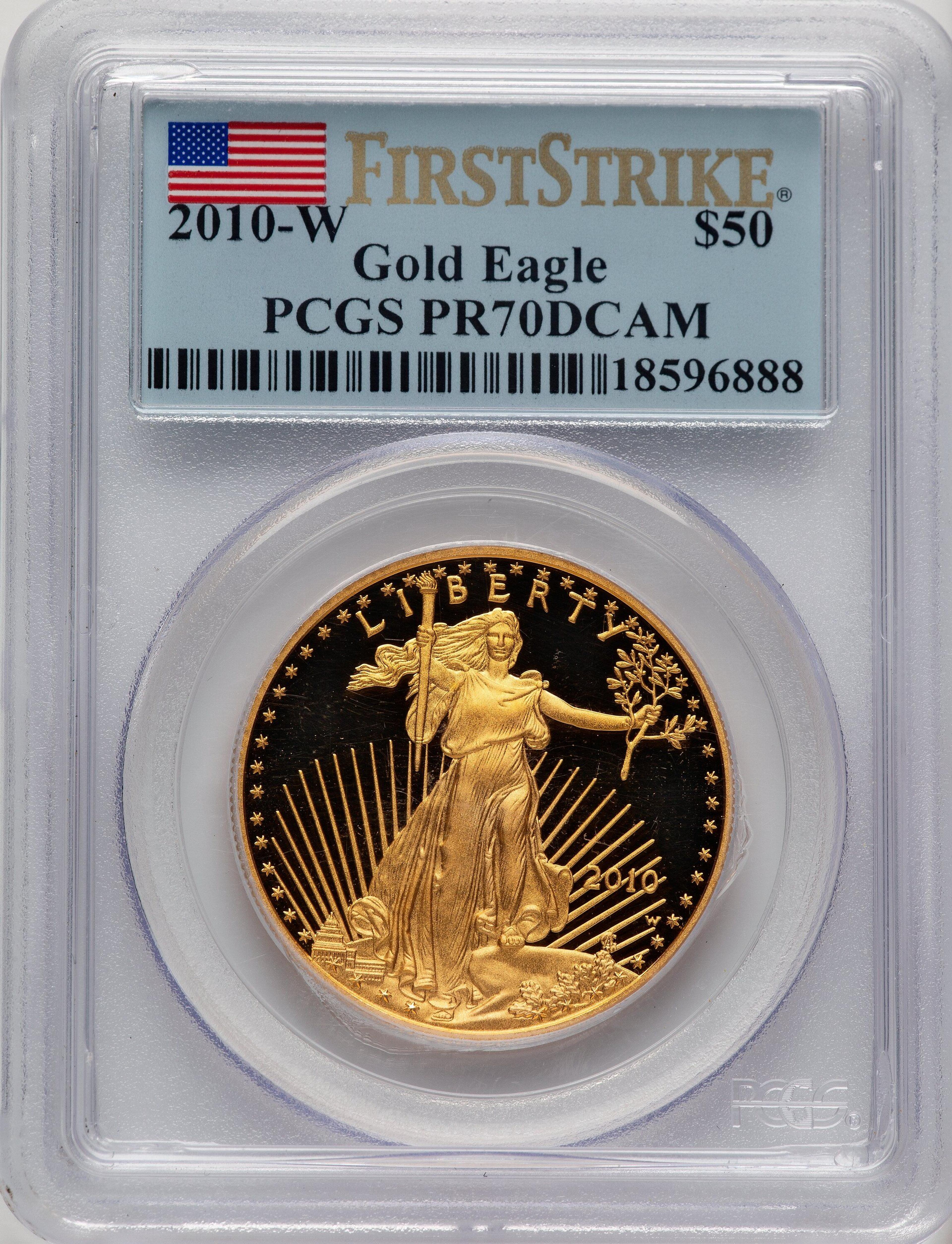2010-W $50 One-Ounce Gold Eagle First Strike, DC FS Flag