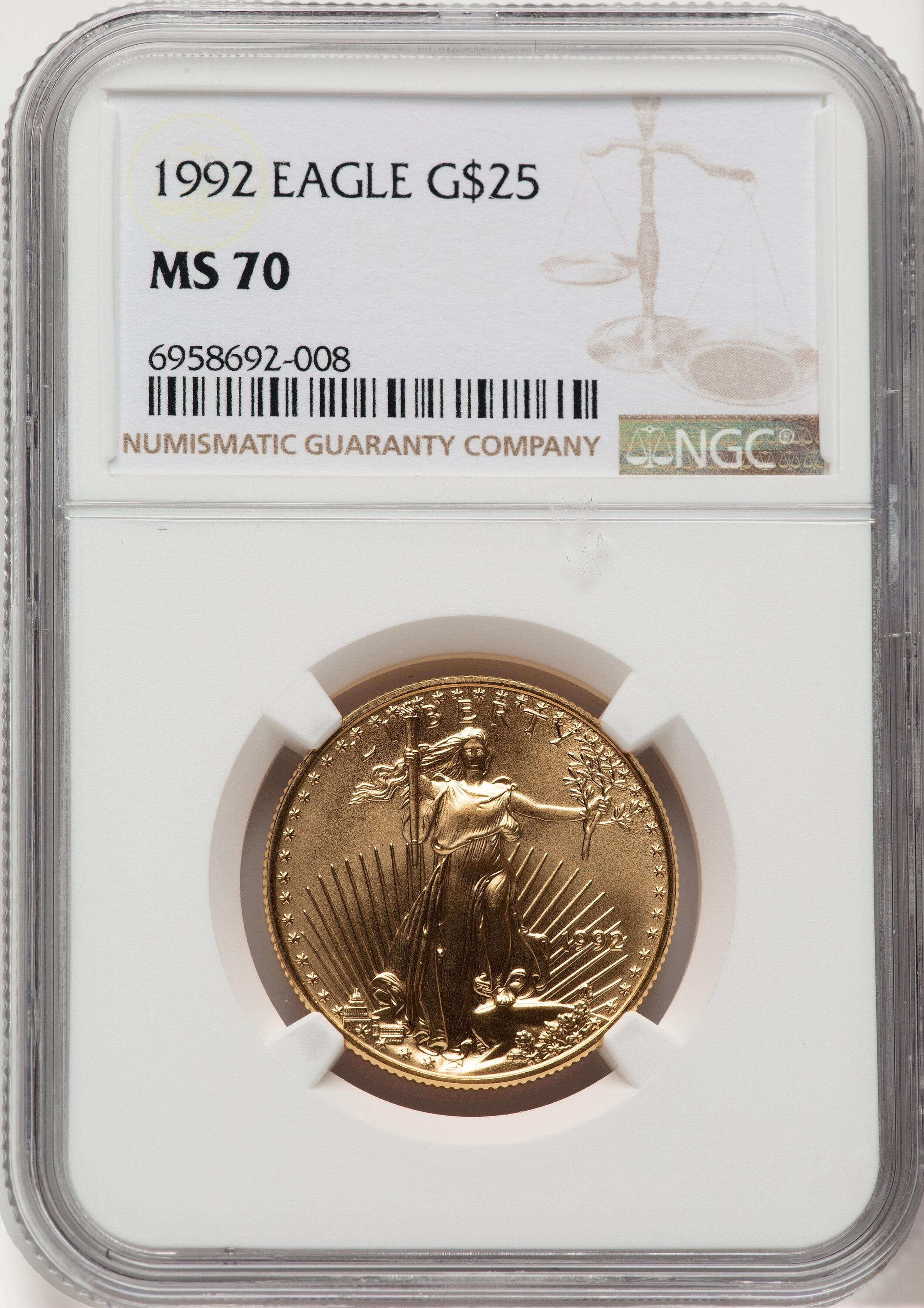 1992 $25 Half-Ounce Gold Eagle, MS Brown Label